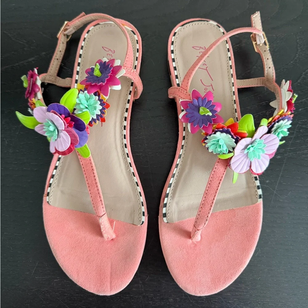 Betsey Johnson Esmee Floral T-Strap Sandals – Size 6 - Picture 2 of 6